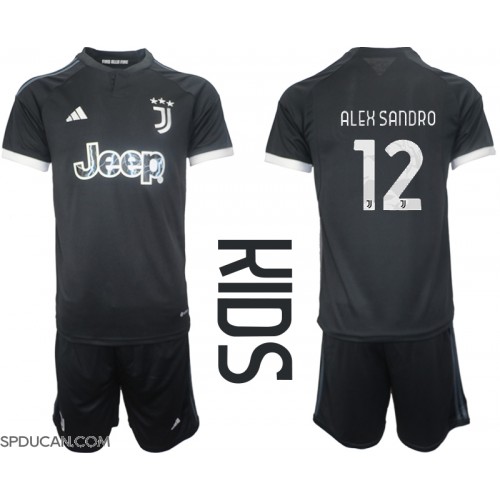 Dječji Nogometni Dres Juventus Alex Sandro #12 Rezervni 2023-24 Kratak Rukav (+ Kratke hlače)